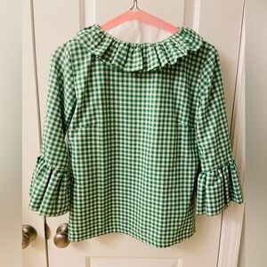 Elizabeth Wilson Designs green gingham top small